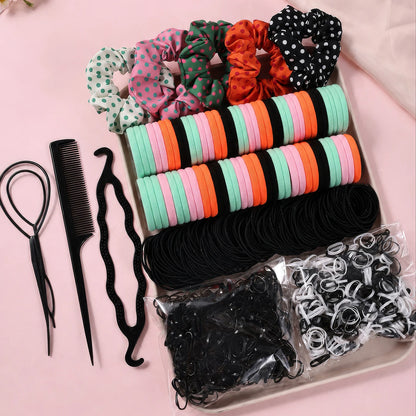 1109 st kvinnor mörka håraccessoarer set elastiska sömlösa hästsvans scrunchies små gummiband mode hårsnoddar pannband