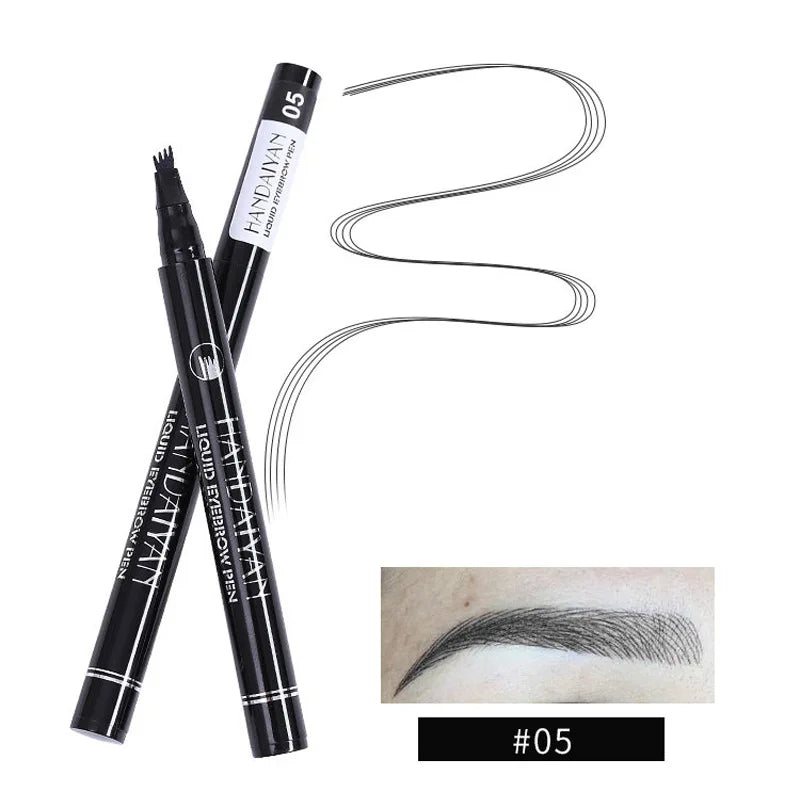 4D Microblading Ögonbrynspenna med 4 gafflar Ögonbrynstatueringspenna Långvarig Fin Skiss Flytande Ögonbrynsmakeup