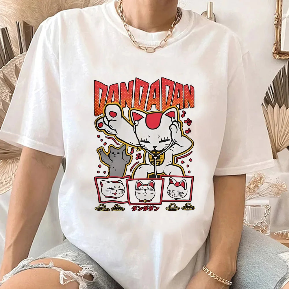 Dandadan t-shirt för kvinnor Trendig pastellfärgad klassisk 80-tals koreansk kläder Andningsbar t-shirt anime Popkultur kawaii Andningsbar