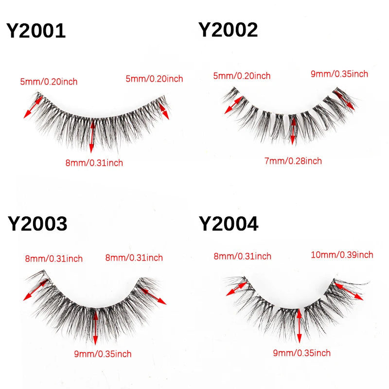 YSDO Halvögonfransar 3/10 par Naturliga Hela Lösögonfransar 3D-Fransar Kattögonfransar Lösögonfransförlängning Faux Cils Makeupverktyg