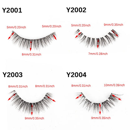 YSDO Halvögonfransar 3/10 par Naturliga Hela Lösögonfransar 3D-Fransar Kattögonfransar Lösögonfransförlängning Faux Cils Makeupverktyg