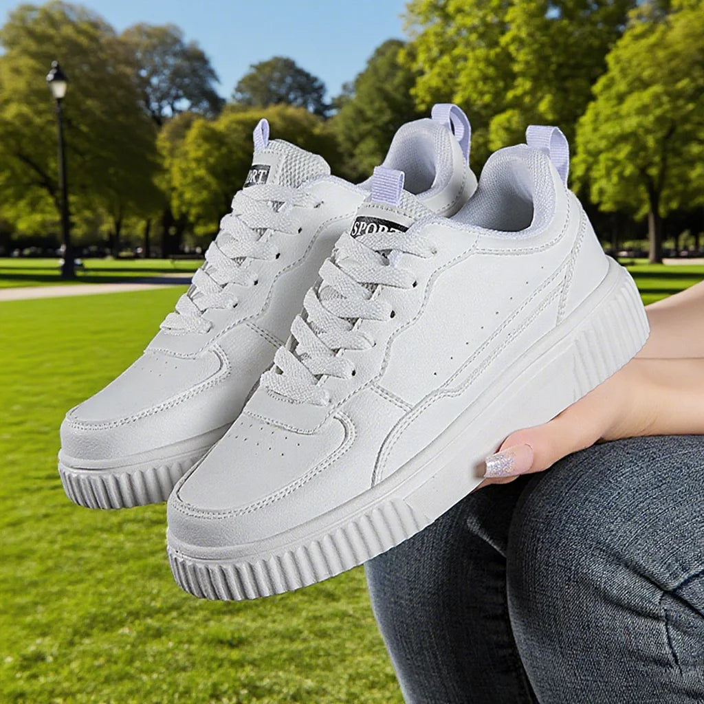 Mode Damskor Andningsbara Platta Skor Sneakers Vita Damskor Sport Löpning Utomhus Promenader Herrskor