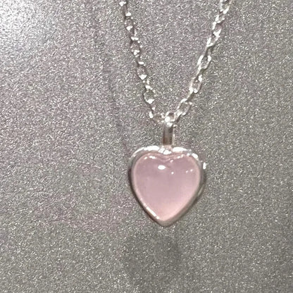 Nytt sött charm 925 sterlingsilver rosa hjärta kristallhänge halsband för kvinnor flickor nyckelbenskedja smycken accessoarer gåva