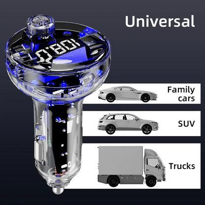 Bluetooth 5.3 FM-sändare USB Typ-C Dubbel billaddare Handsfree-samtal MP3-spelare Omgivningsljus Universell för Bil Lastbil SUV