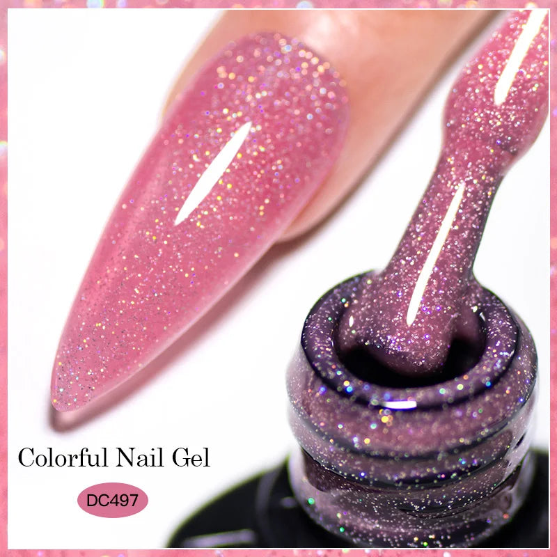 7ml Champagne Guld Silver Reflekterande Nagelgellack Glittrande Skinande Glitter Rosa Röd Nageltillbehör Semi-permanent Gellack
