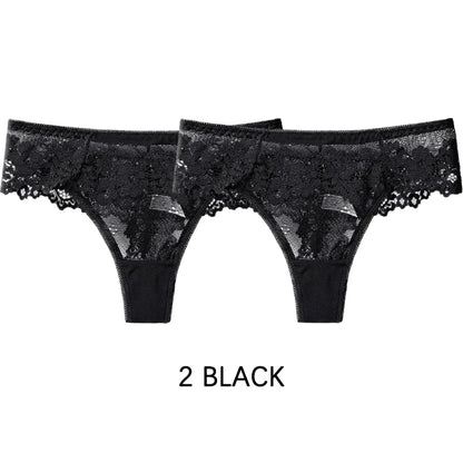 Meet’r Dam 2 st. trosor Sexiga frestelse spetsunderkläder G-stringtrosor Intima trosor Thongs Damtrosor med låg midja och T-rygg