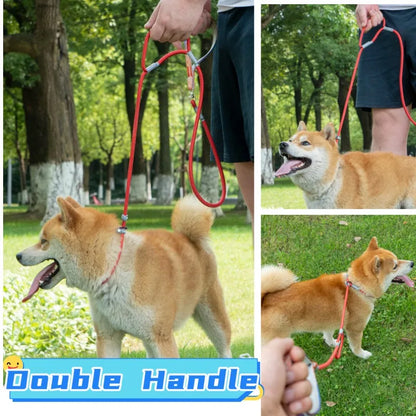Hundkoppel P-kedja Hundkoppel Justerbart Hundkedjekoppel Dubbelhandtagkoppel För Hundpromenader Valp P-kedjakoppel 1,4M Djurtillbehör