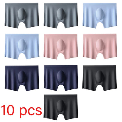 10 st/parti herr sommar issiden boxershorts sömlösa underkläder underkläder trosor shorts ultratunna andningsbara sexiga trosor