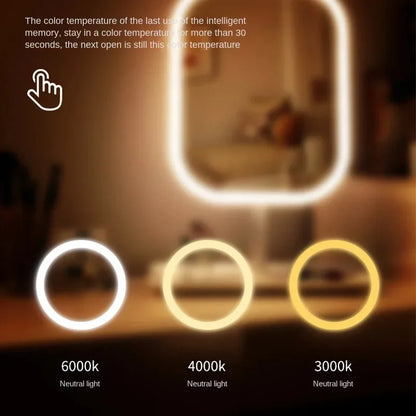 Unik designer sminkspegel tre färger LED-ljus sminkspegel touchkontroll skrivbordsspegel sovrumsspegel