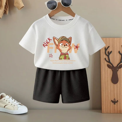 Summer Boys and Girls Fashion T Shirt and Shorts Two Piece Sets Kids Casual Outfits Children Breathable Short Sleeve Top Set New