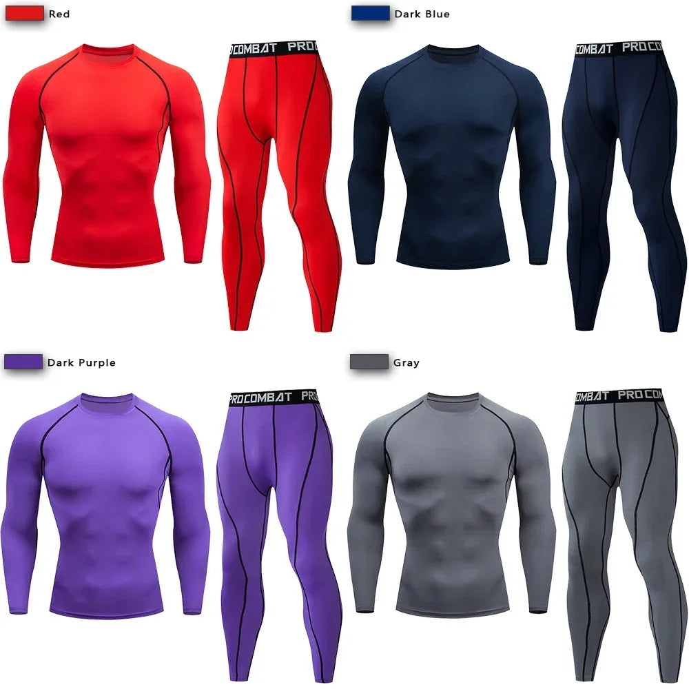 2 st. herr kompressions sportkläder elastiska träningsset yoga träningskläder jogging fitnesskläder träningsoverall byxor sport