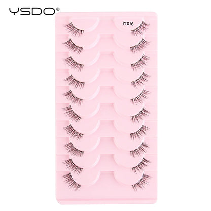 YSDO Fox Eye fransar 3/10 par fransar 3D mink naturliga fransar mjuka kattögonfransar förlängning fluffiga fransar smink halva ögonfransar