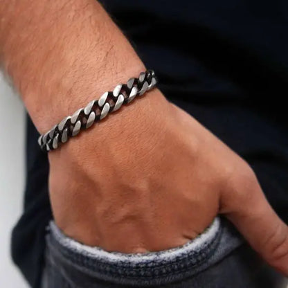 Retro kubanska kedjearmband för män, vintage antik rostfritt stål Curb Dome Link armband, rock punk snygga smycken gåvor