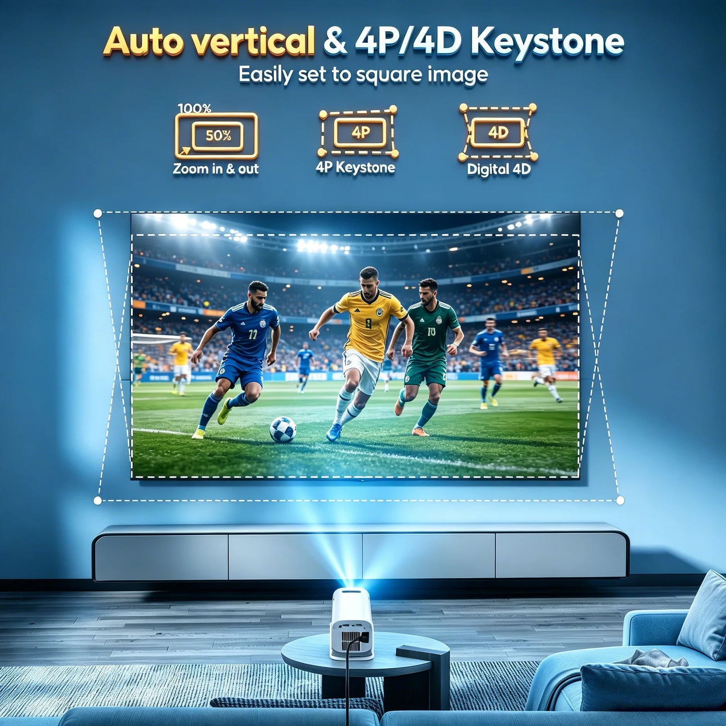XGODY 4K 1080p LED-projektor med 12000 lumen ljusstyrka, WiFi 6 Bluetooth 5.0 bärbart hemmabiosystem för underhållning