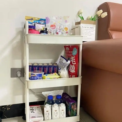 Fyrhjulig rullande förvaringsvagn, mobil snackslåda och badrumsorganisatör, lättmonterad ram