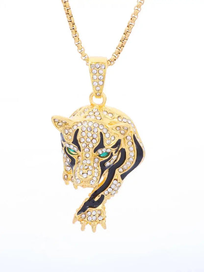 Personlighet Trend Herr Smycken Förgylld Tiger Gepard Djurhänge Mode Coolt Halsband