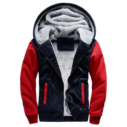 Herrvinterjackor Tjock Varm Jacka Märkes Sportkläder Kappa Byxor Enfärgad Fleece Dragkedja Huva Långärmad Herr Ytterkläder
