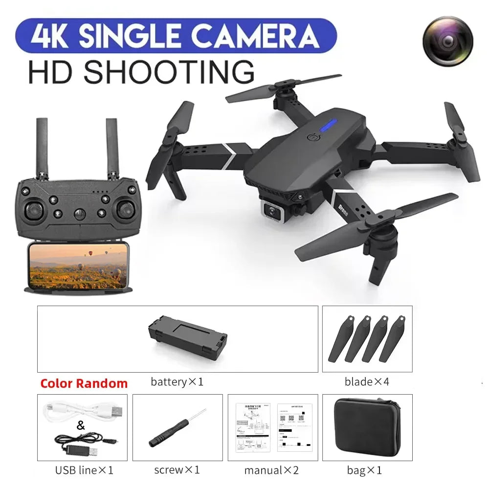 DWI D19 E88 Pro Drönare 4K Professionell HD RC Flygplan Dubbelkamera Vidvinkel Huvud Fjärrstyrd Quadcopter Leksakshelikopter För Vuxna Barn