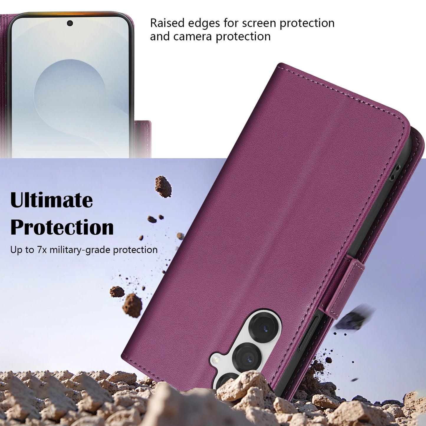 Plånbok med korthållare Magnetiskt fällbart läderfodral för Samsung Galaxy S25 Edge S24 FE S23 Plus S22 Ultra S21 S21 Korthållare
