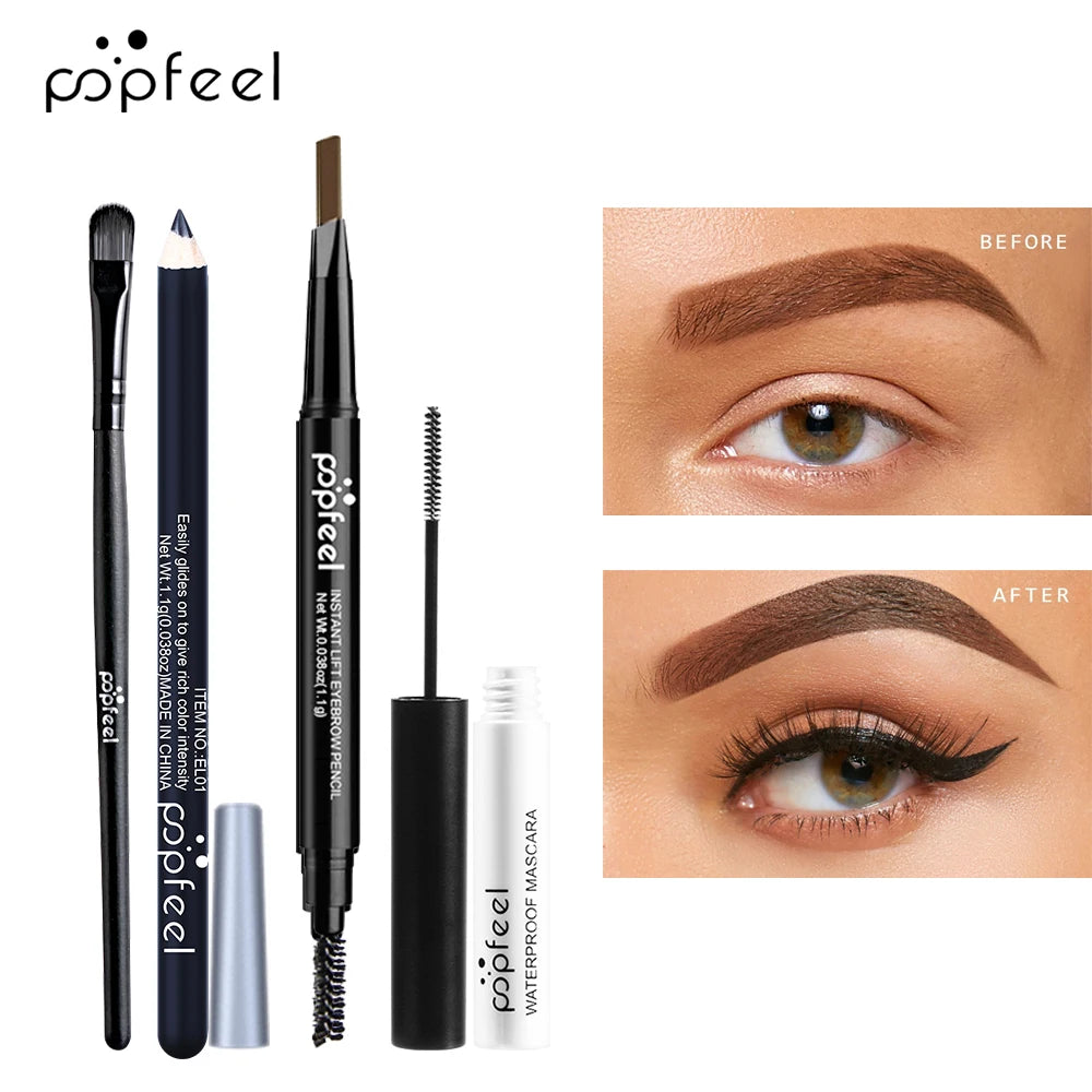 POPFEEL Ögonmakeupset, Ögonskuggspalett, Eyeliner, Mascara, Ögonbrynspenna, Sminkverktygsset, Presenter till kvinnor