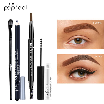 POPFEEL Ögonmakeupset, Ögonskuggspalett, Eyeliner, Mascara, Ögonbrynspenna, Sminkverktygsset, Presenter till kvinnor