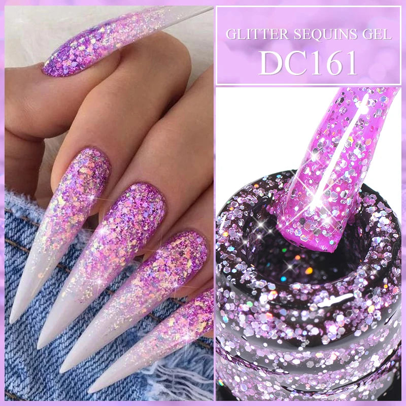 7ml Champagne Guld Silver Reflekterande Nagelgellack Glittrande Skinande Glitter Rosa Röd Nageltillbehör Semi-permanent Gellack