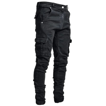 Herr Amerikanska Jeans Med Flerficksfickor Herr Nya Slim Fit Smala Ben Denimbyxor Dagligen Casual Mångsidiga Enfärgade Pennbyxor