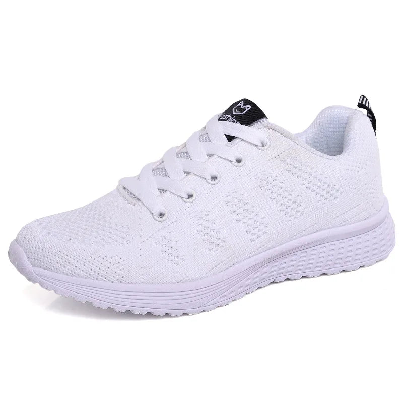 Damskor Casual Mode Andningsbara Promenadskor Mesh Platta Skor Sneakers Dam 2026 Gym Vulkaniserade Skor Vita Damskor