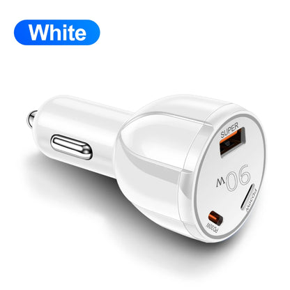 90W USB-billaddare 3-4 portar PD typ C snabbladdningsadapter för iPhone 14 13 Xiaomi Samsung snabbladdare i bilen