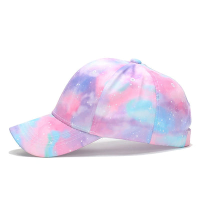 Sommar Barn Basebollkeps Mode Tie-dye Tryck Snapback Hatt För Barn Flickor Utomhus Streetwear Justerbar Ankplös Keps