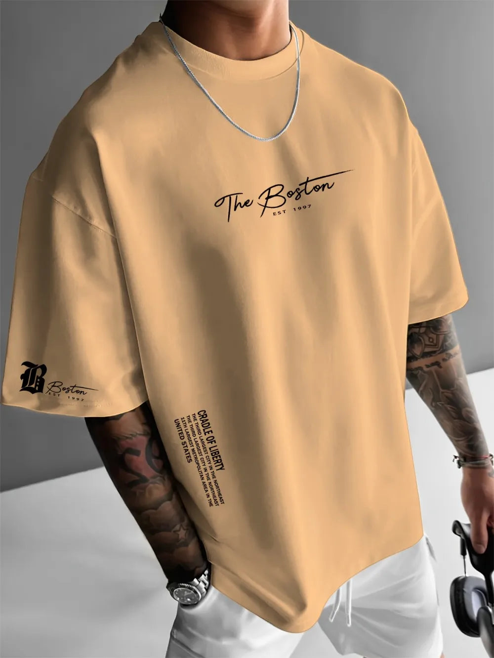 2026 Sommar Ny Herr T-shirt med 3D-bokstävermönster Tryck Gatu Casual Mode Bekväm Mjuk Andningsbar