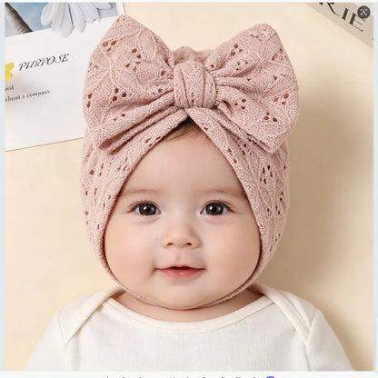 Dubbelskiktad mjuk stickad nyfödd mössa stor rosett ihålig utan brätte spädbarn flickor pullover mössa baby foto rekvisita huvudmössa