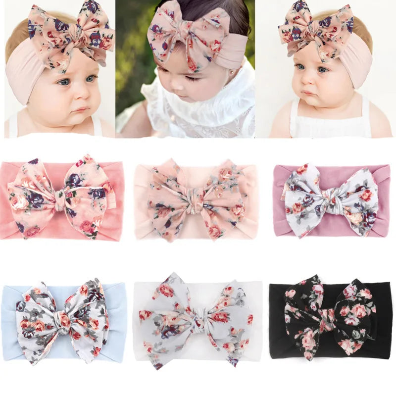 Babyhårband Flickor Blomma Blommig Rosett Knut Nyfödd Bandage Småbarn Hårtillbehör Spädbarnshuvudbonad Barnfotografering