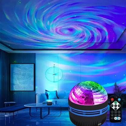 LED-galaxprojektorlampa flerfärgad fjärrkontroll för sovrumsdekoration julstjärneprojektor nattlampa nyårspresent