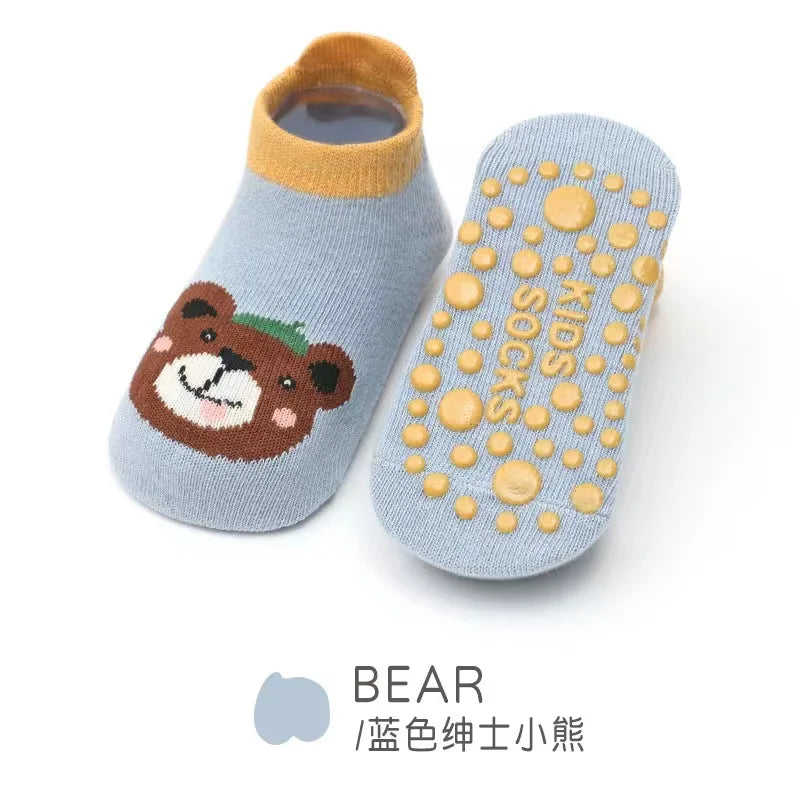 Halkfria babysockor, mjuka, halkfria golvsockor för nyfödda och spädbarn med gummigrepp för 0-5 år, bomullssockor för baby