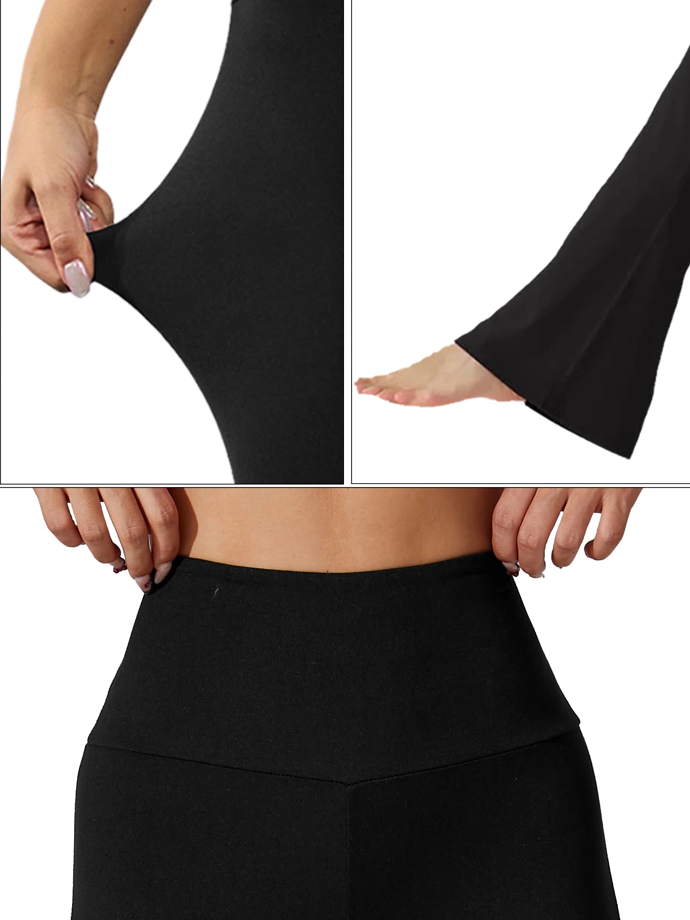 Hög midja med utsvängda yogabyxor och benslut. Perfekt för yoga eller vardagsbruk.