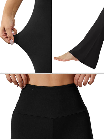 Hög midja med utsvängda yogabyxor och benslut. Perfekt för yoga eller vardagsbruk.