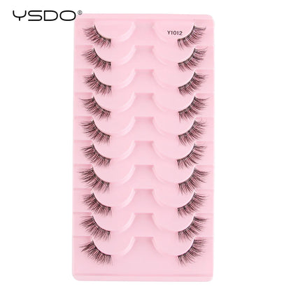 YSDO Fox Eye fransar 3/10 par fransar 3D mink naturliga fransar mjuka kattögonfransar förlängning fluffiga fransar smink halva ögonfransar