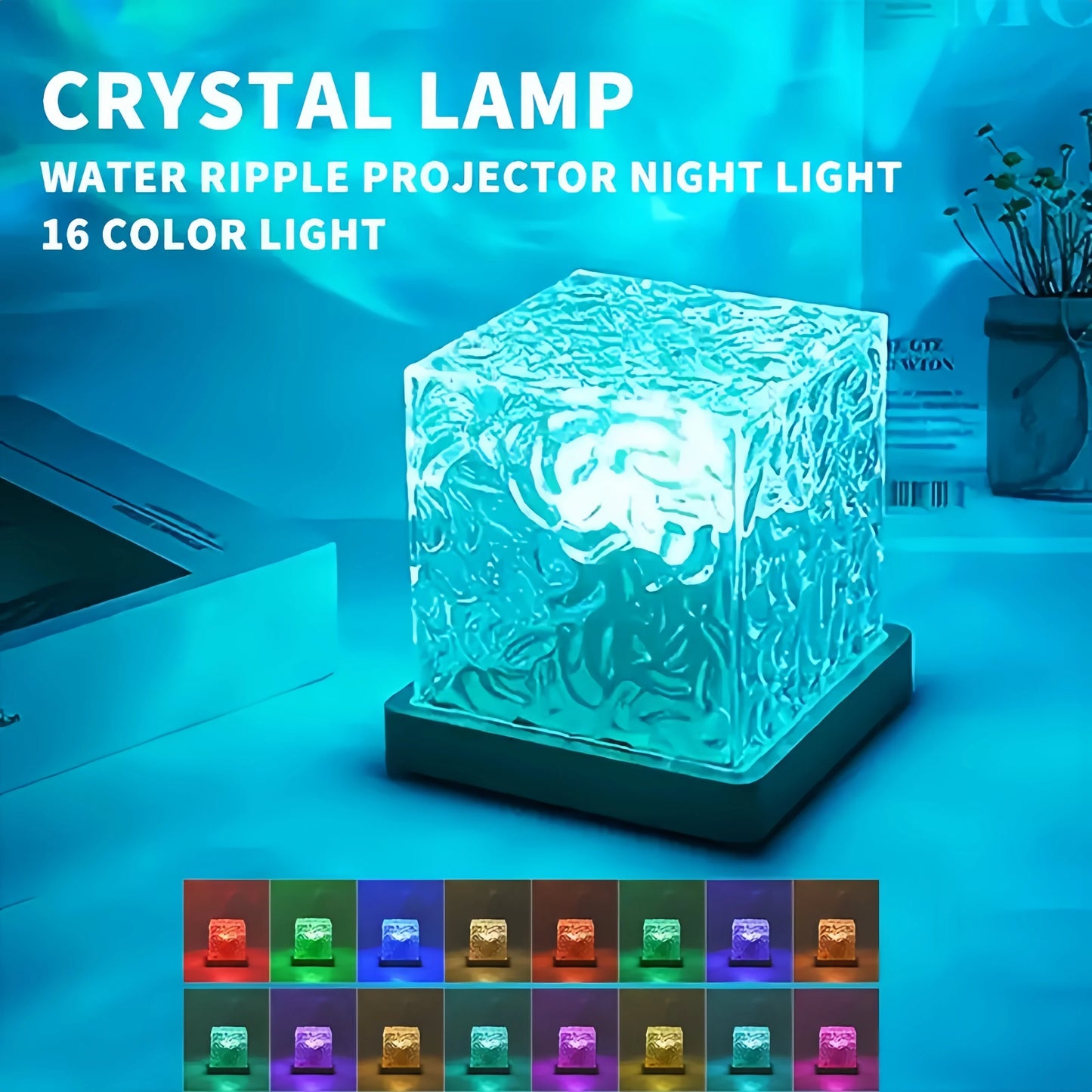 Ocean Wave Aurora Projektorlampa USB Fjärrkontroll RGB Vattenripple 16 Färger Nattlampa Hemmakontor Bar Vardagsrum Stämningsbelysning