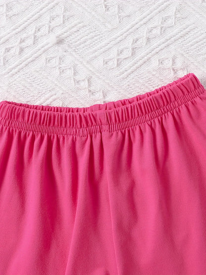 Rund halsringning för babyflicka med kortärmad DADDY'S GIRL-klänning, trendigt och bokstavsmönster, topp och avslappnad shortsset för vår och sommar