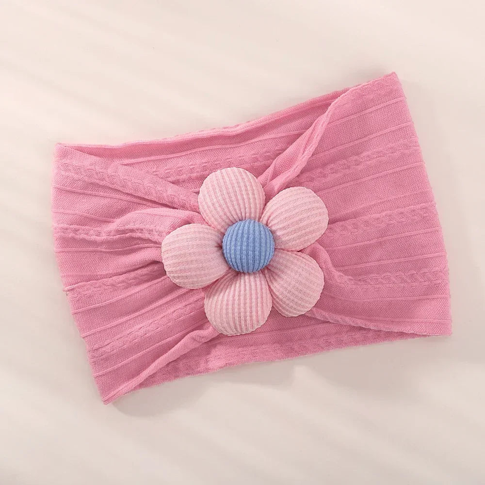1 st baby nylon huvudduk astique lämplig nyfödd flicka blomma handgjort pannband elastiskt hårband turban småbarn håraccessoarer