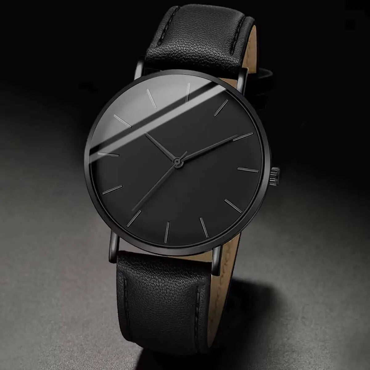 Herrklockor för män, affärsklockor, mode, ultratunn urtavla, kvartsklocka, casual, läderarmband, herrarmbandsur, reloj hombre