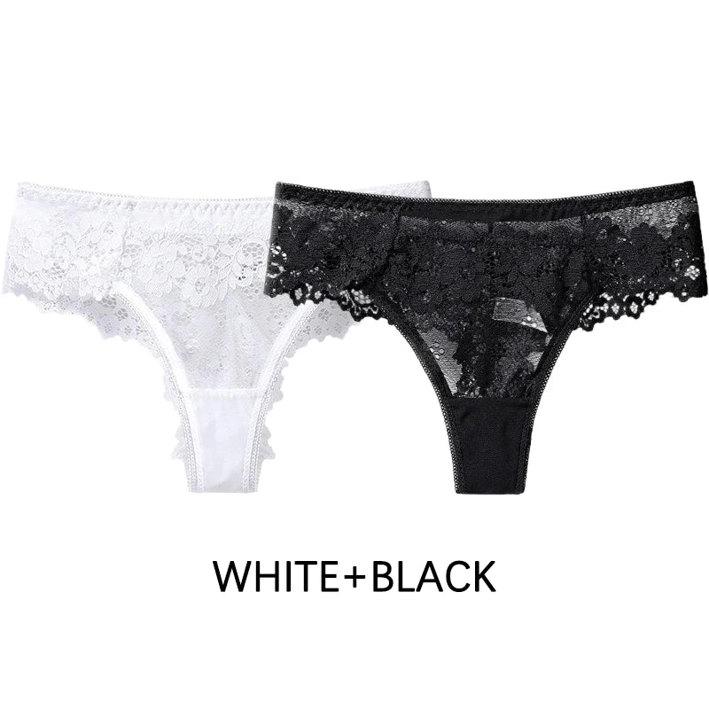 Meet’r Dam 2 st. trosor Sexiga frestelse spetsunderkläder G-stringtrosor Intima trosor Thongs Damtrosor med låg midja och T-rygg