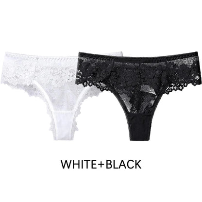 Meet’r Dam 2 st. trosor Sexiga frestelse spetsunderkläder G-stringtrosor Intima trosor Thongs Damtrosor med låg midja och T-rygg