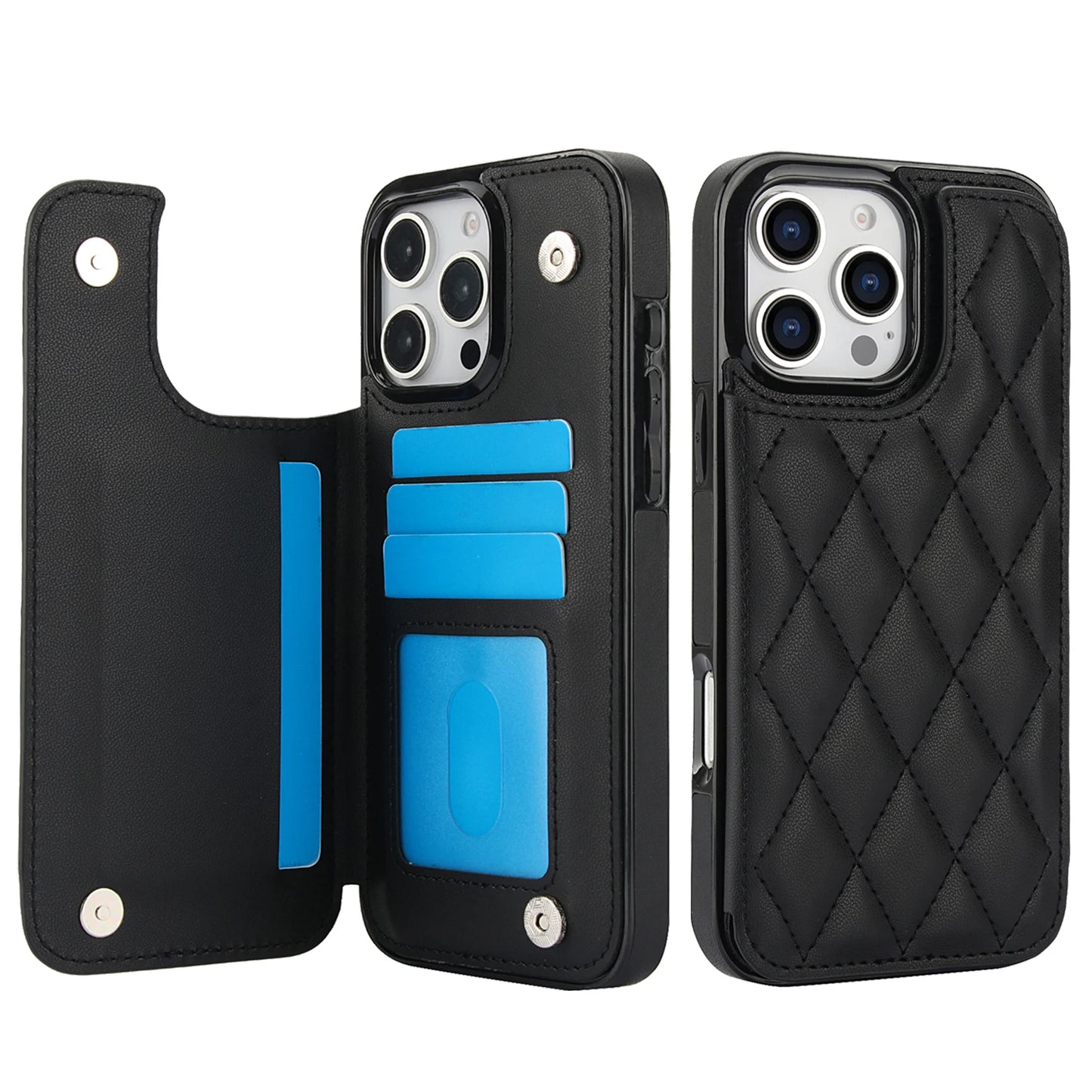Kortfack Flip Läderfodral För iPhone 16e 15 Pro Max 14 13 12 11 SE 3 2 XS XR 8 7 Plus Plånbok Dubbelknapp Litet Doftande Vind