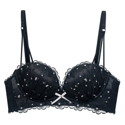 Designer fransk spets-BH - Lätt lyxig bygelfri push-up, anti-slapp broderad bralette för kvinnor eleganta vinterunderkläder