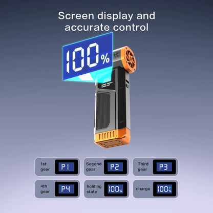 【2026 Ny】Borstlös trådlös jetfläkt Turboluftblåsare för bilrengöring med LED-ljus digital display bärbar utomhusgrillanvändning
