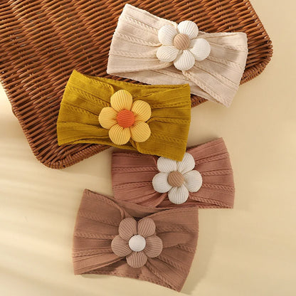 1 st baby nylon huvudduk astique lämplig nyfödd flicka blomma handgjort pannband elastiskt hårband turban småbarn håraccessoarer