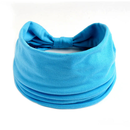 Mode Enfärgad Bred kant Bomullsyoga absorberar svett Dam Flickor Pannband Huvudbonad Turban Bandage Håraccessoarer Huvudbonader