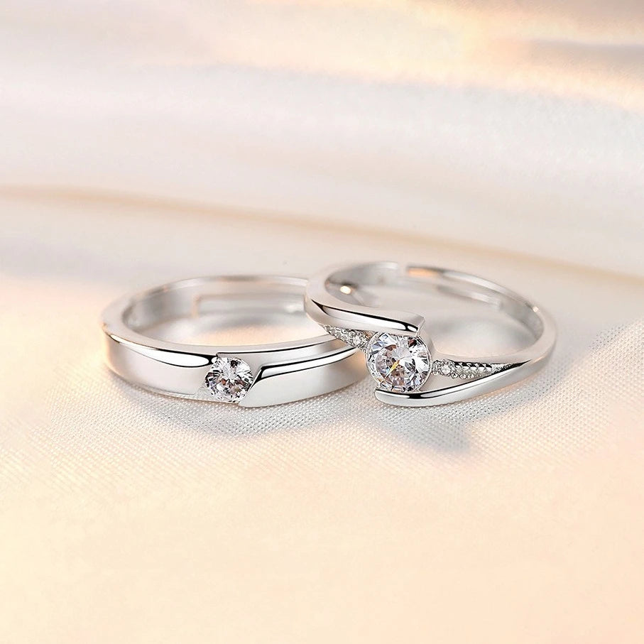 2 st 925 sterlingsilver parringar 5A zirkon för kvinnor och män bröllopssmycken förlovningsberlock fest mode toppkvalitetsring